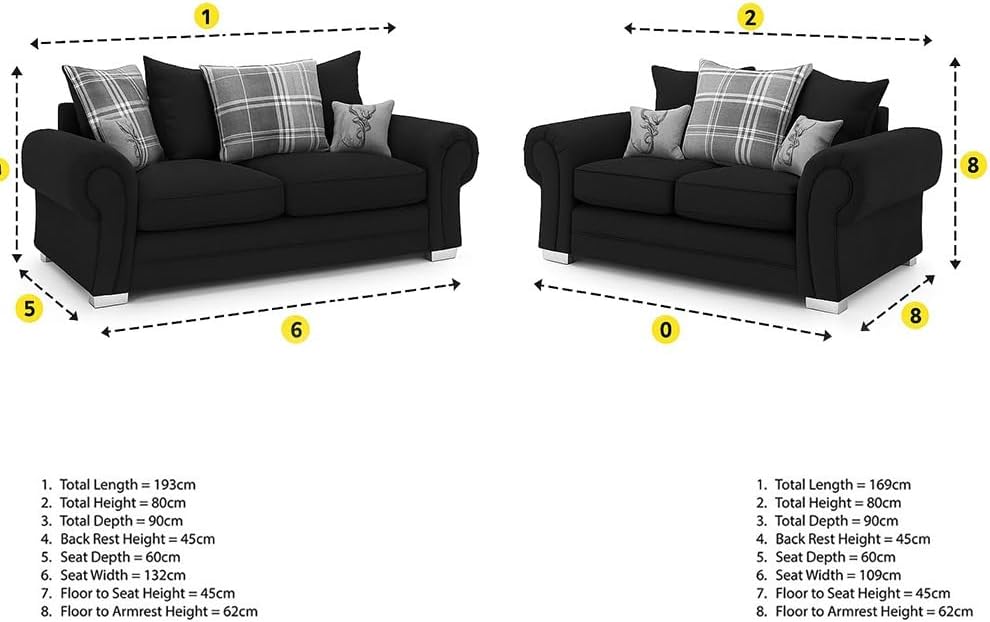 Verona Kensington 3+2+1 Seater / Corner Sofa (Black)