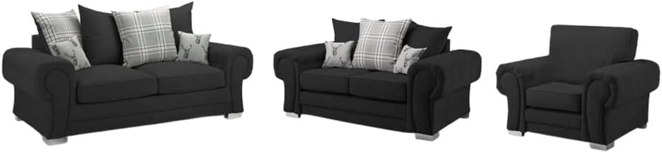 Verona Kensington 3+2+1 Seater / Corner Sofa (Black)