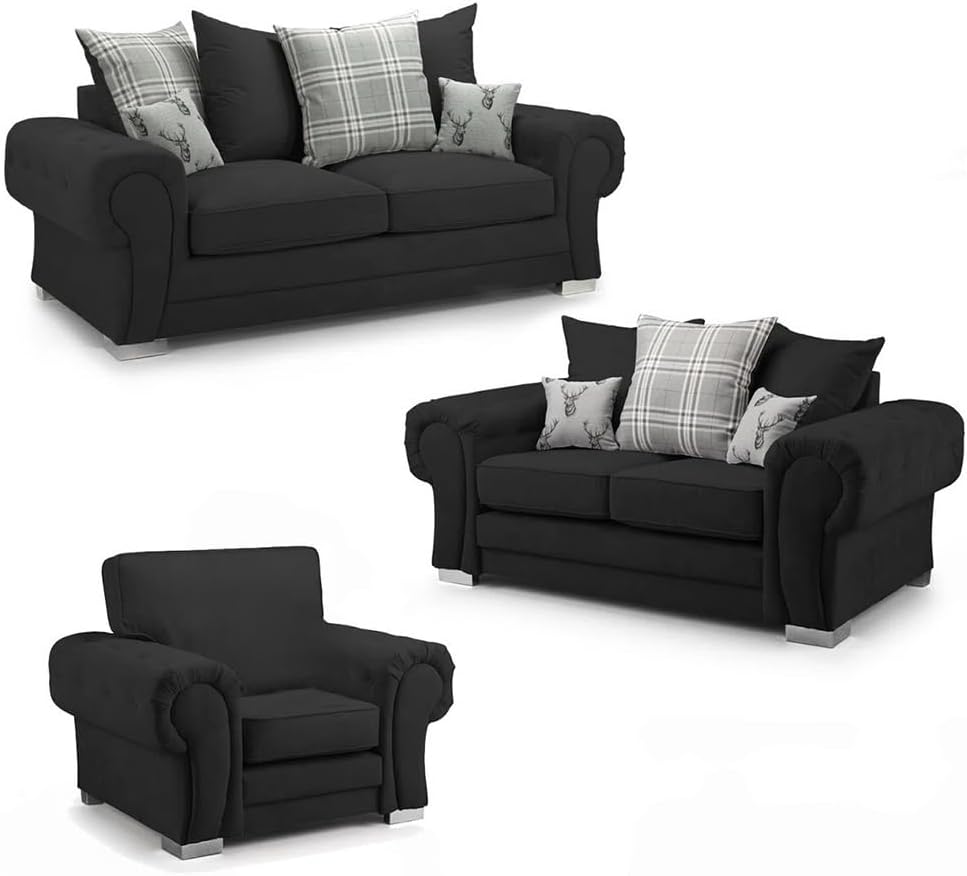 Verona Kensington 3+2+1 Seater / Corner Sofa (Black)