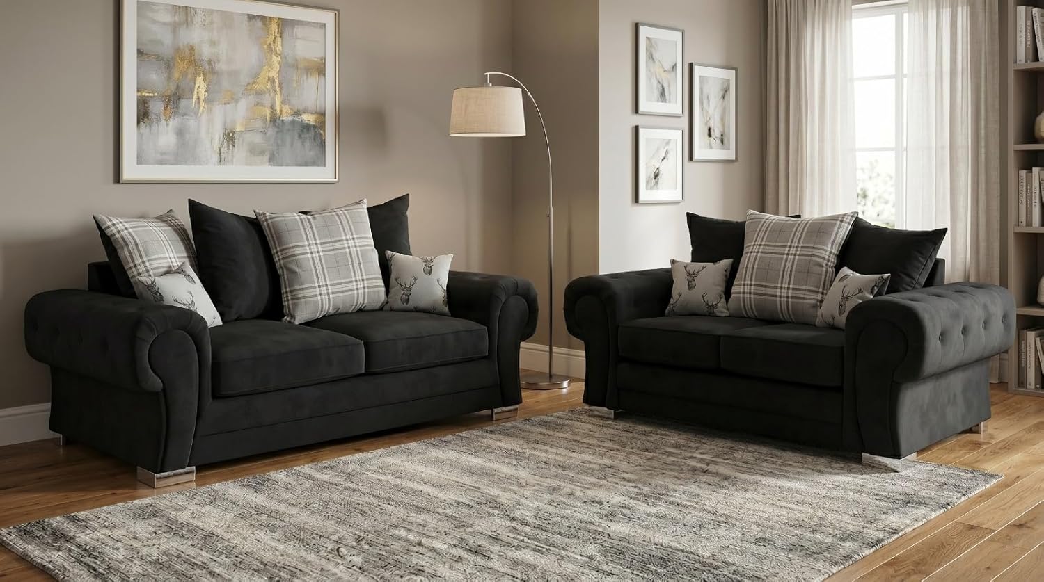 Verona Kensington 3+2+1 Seater / Corner Sofa (Black)