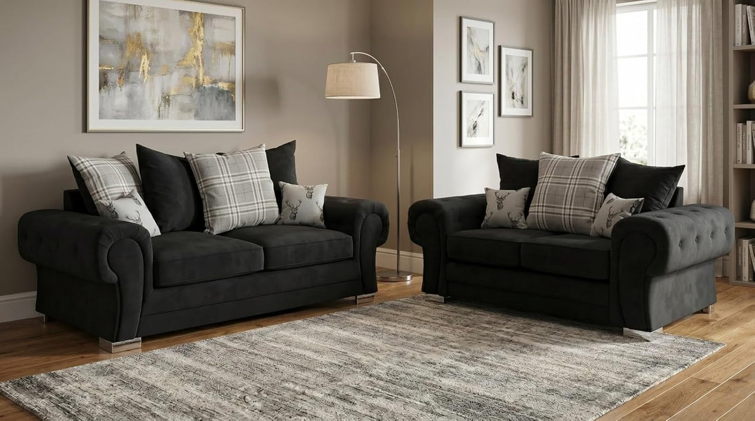 Verona Kensington 3+2+1 Seater / Corner Sofa (Black)