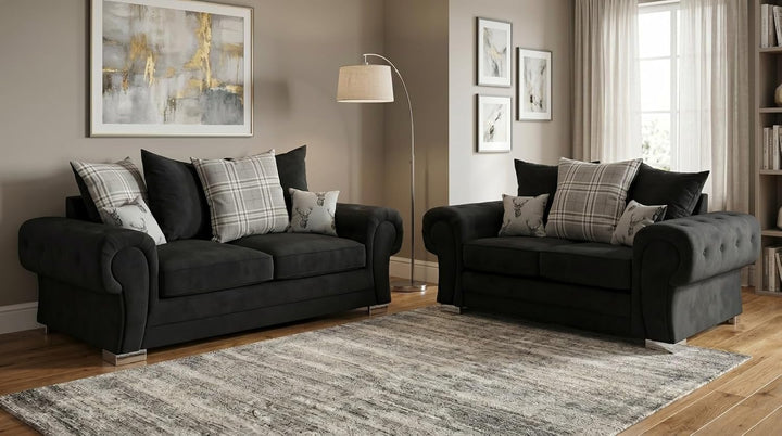 Verona Kensington 3+2+1 Seater / Corner Sofa (Black)