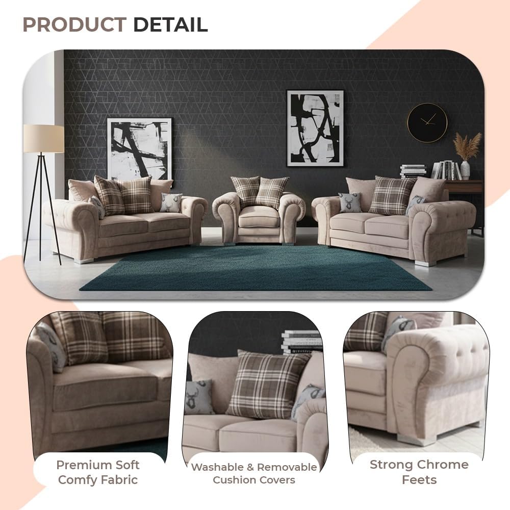 Verona Kensington 3+2+1 Seater / Corner Sofa (Mink)