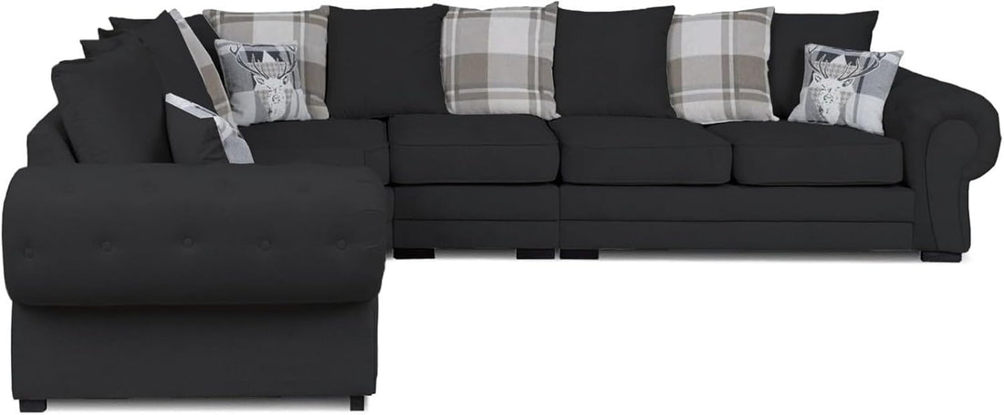 Verona Kensington Dual Arm 6 seater 3c2 Corner sofa (Black)