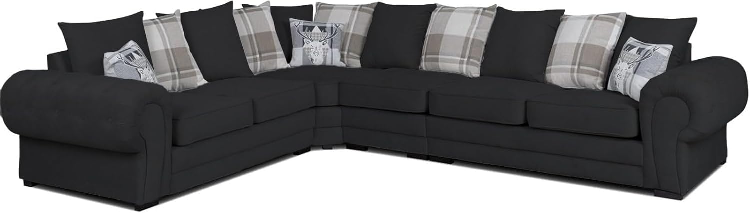 Verona Kensington Dual Arm 6 seater 3c2 Corner sofa (Black)