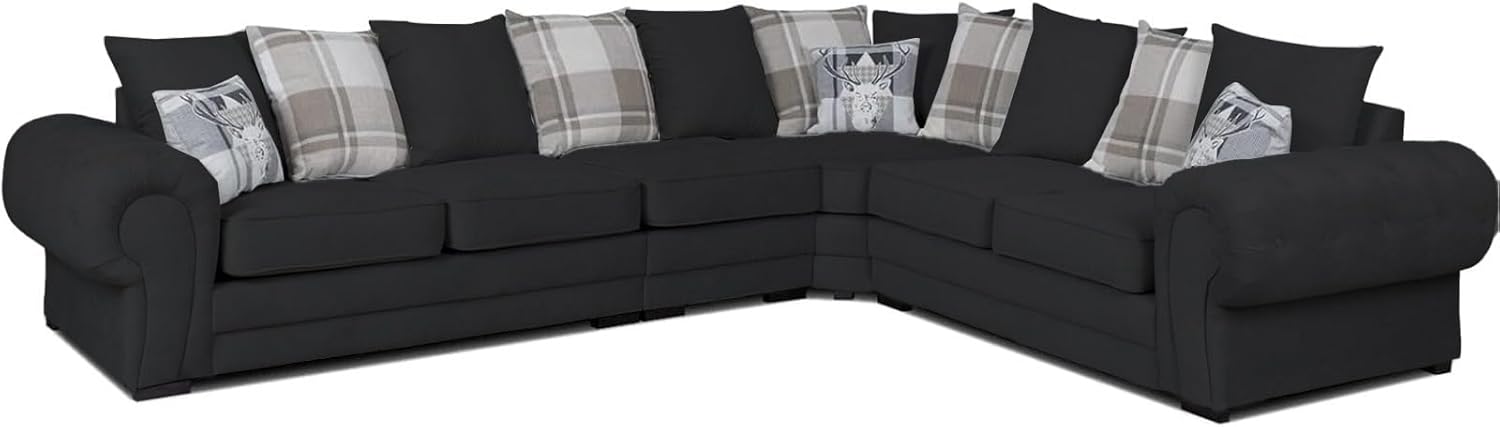 Verona Kensington Dual Arm 6 seater 3c2 Corner sofa (Black)
