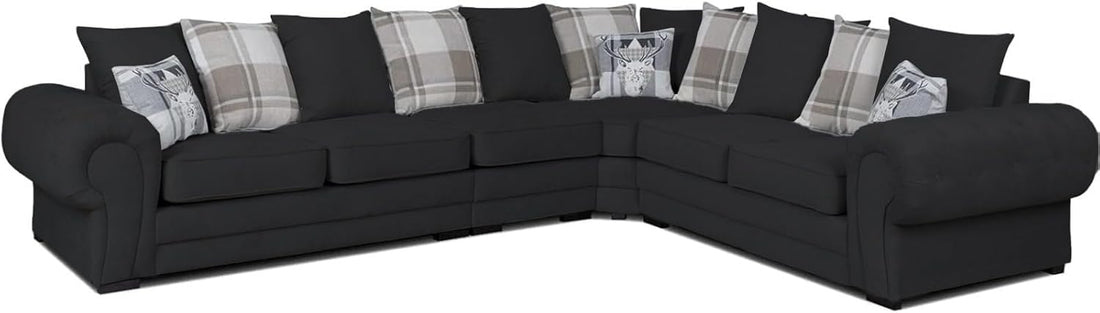 Verona Kensington Dual Arm 6 seater 3c2 Corner sofa (Black)