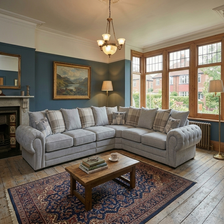 Verona Kensington Dual Arm 6 seater 3c2 Corner sofa (Grey)