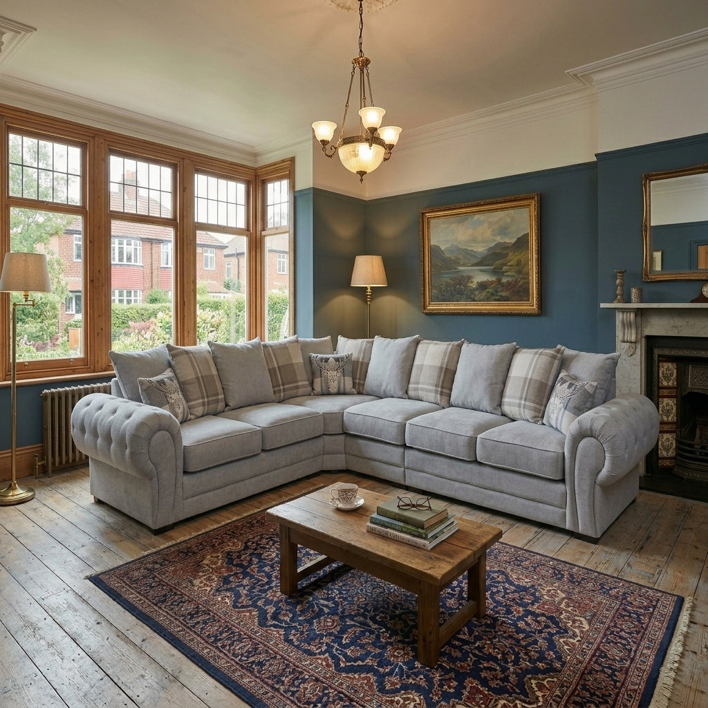 Verona Kensington Dual Arm 6 seater 3c2 Corner sofa (Grey)