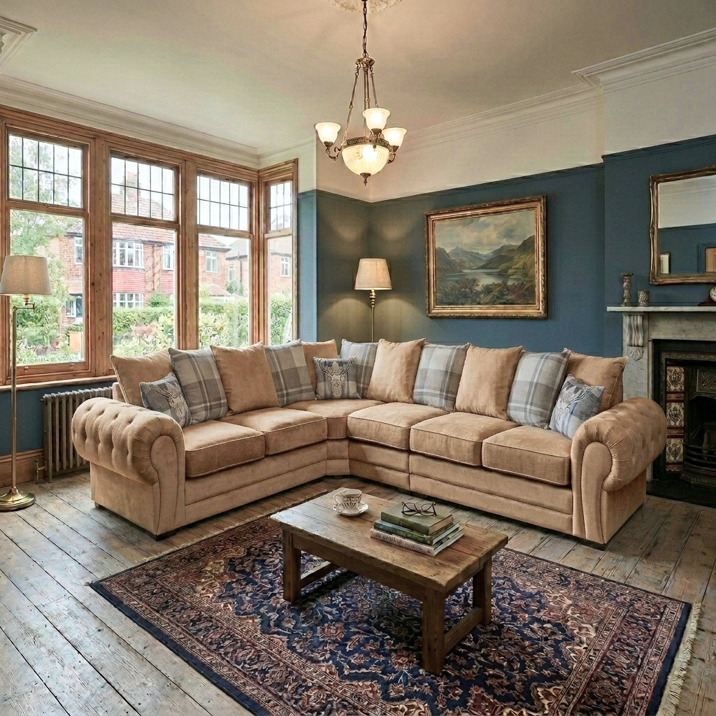 Verona Kensington Dual Arm 6 seater 3c2 Corner sofa (Mink)