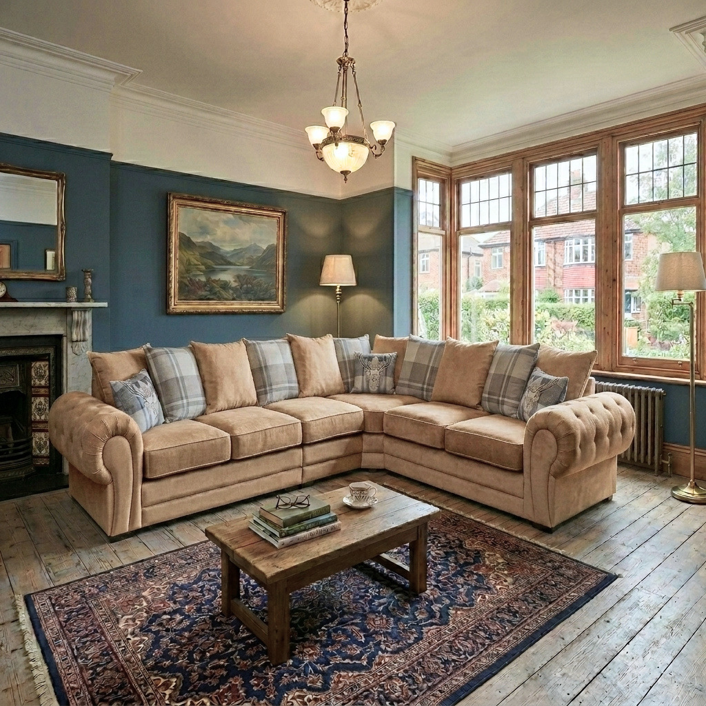 Verona Kensington Dual Arm 6 seater 3c2 Corner sofa (Mink)