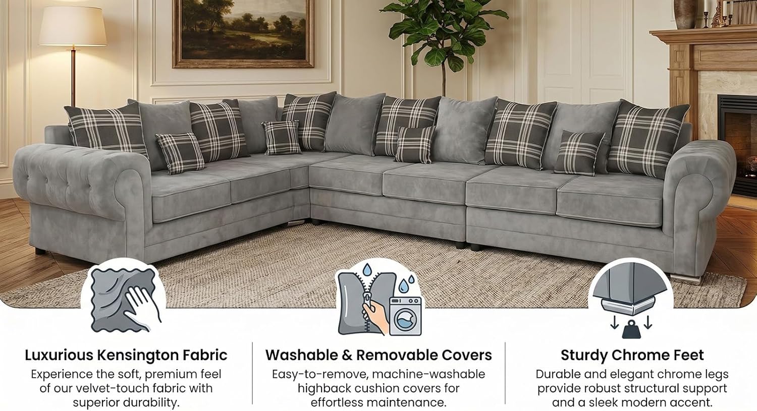 Verona Kensington Dual Arm 7 seater 4c2 Corner sofa