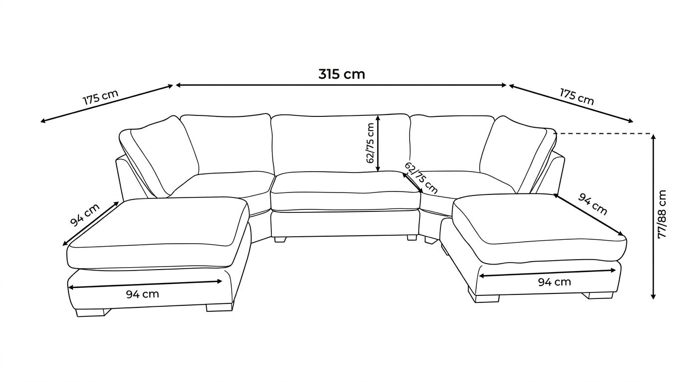 BIshop U Shaped Alaska 6 Seater Sectional Sofa