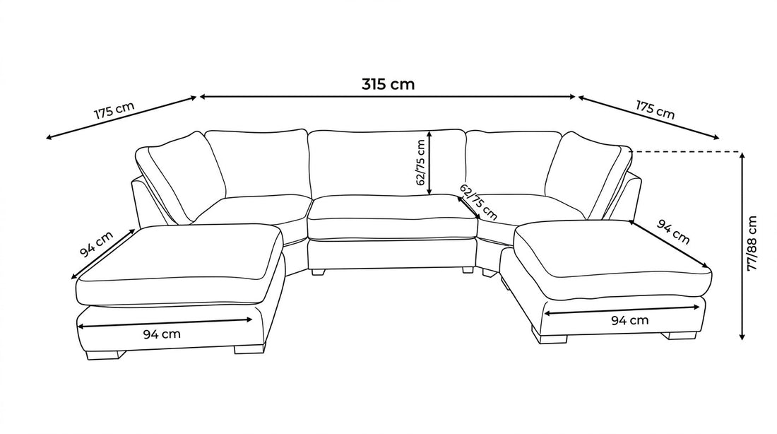 BIshop U Shaped Alaska 6 Seater Sectional Sofa