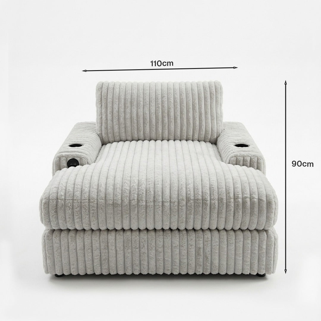 Straighr Arm Thick Cord 2c2 5 Seater Sofa with Footstool
