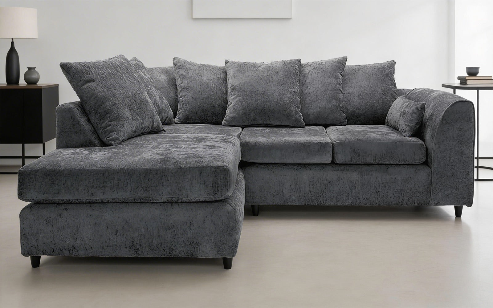 Dylan Alaska L Shape 4 Seater Corner Sofa (Dark Grey)