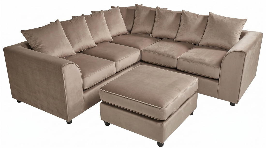 Dylan dual arm 5 seater 2c2 Plush Velvet Scatter Back Corner Sofa
