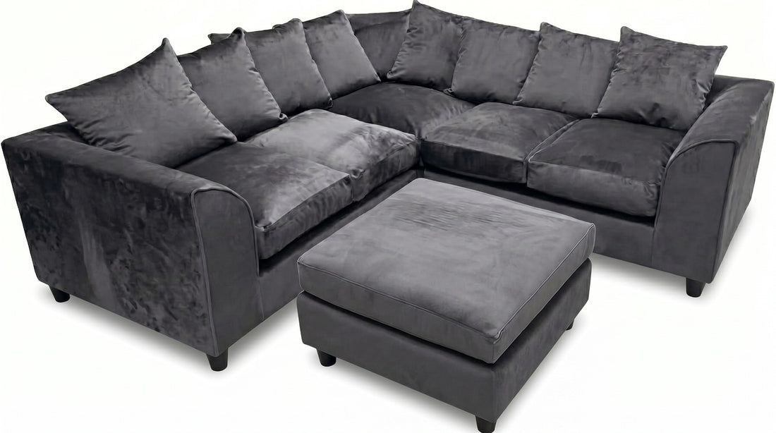 Dylan dual arm 5 seater 2c2 Plush Velvet Scatter Back Corner Sofa