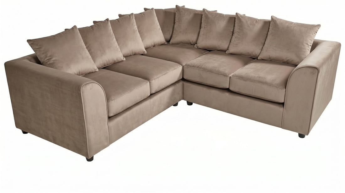 Dylan dual arm 5 seater 2c2 Plush Velvet Scatter Back Corner Sofa