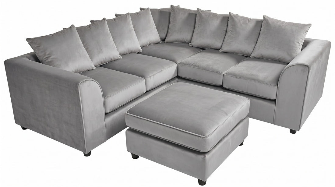 Dylan dual arm 5 seater 2c2 Plush Velvet Scatter Back Corner Sofa