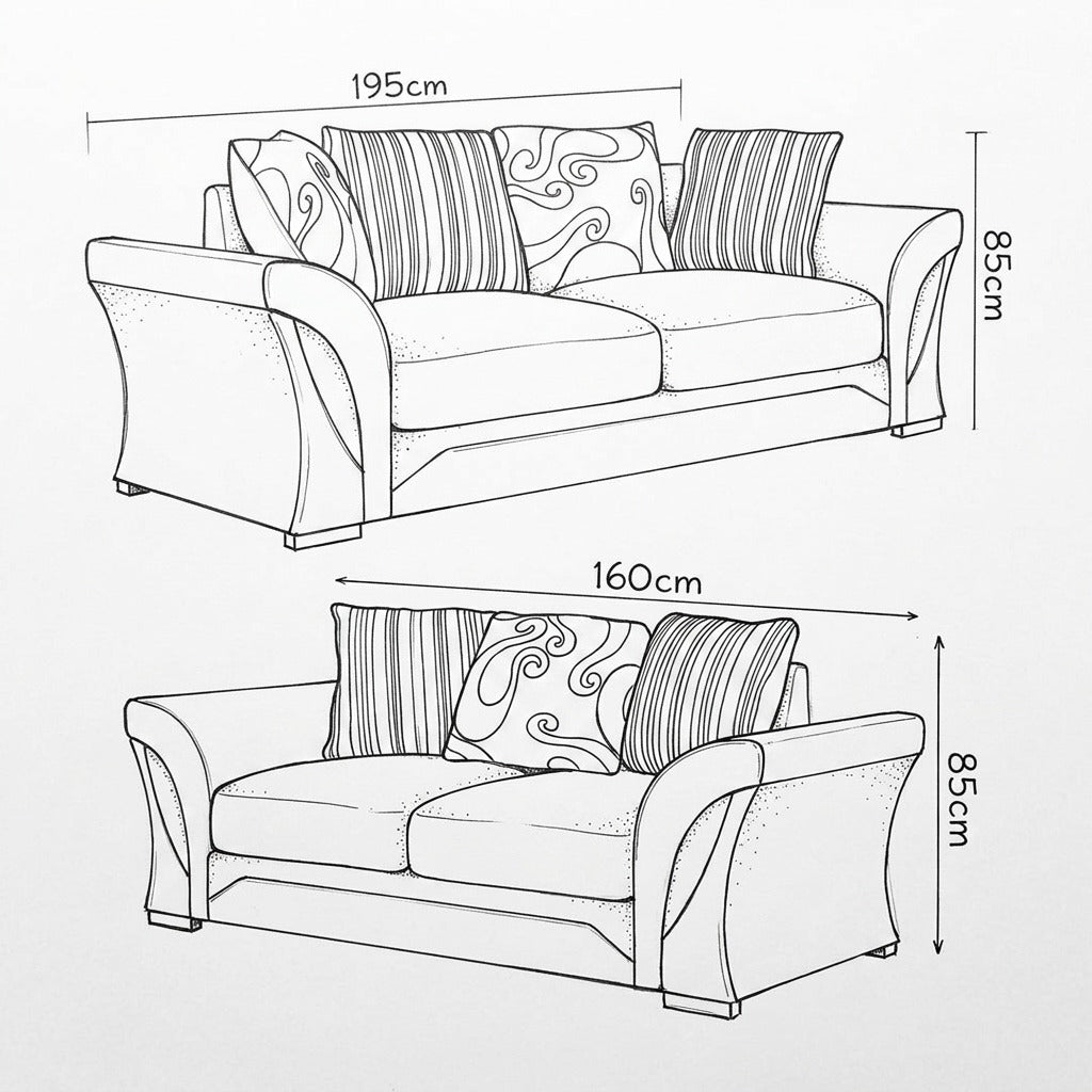 Shannon Chenille 3+2 Seater Sofa Set (Grey & Black)