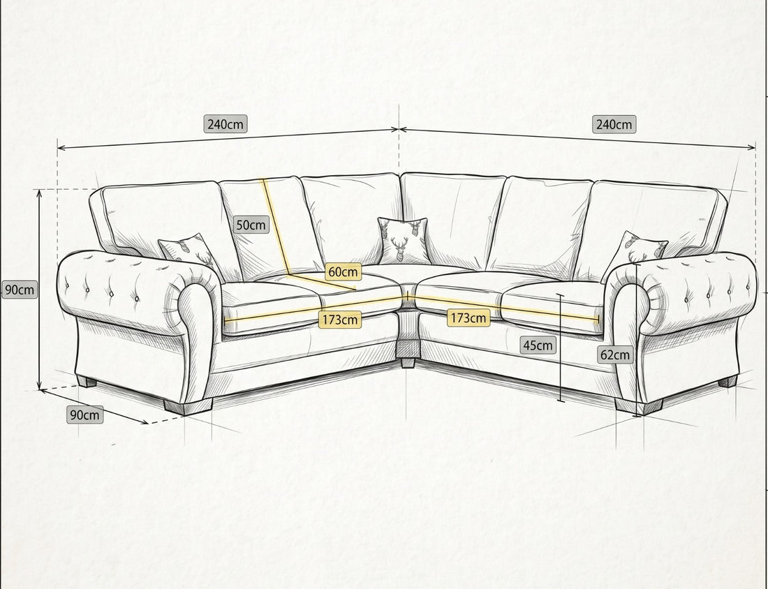 Verona Kensington Dual Arm 5 seater 2c2 Corner sofa (Mink)