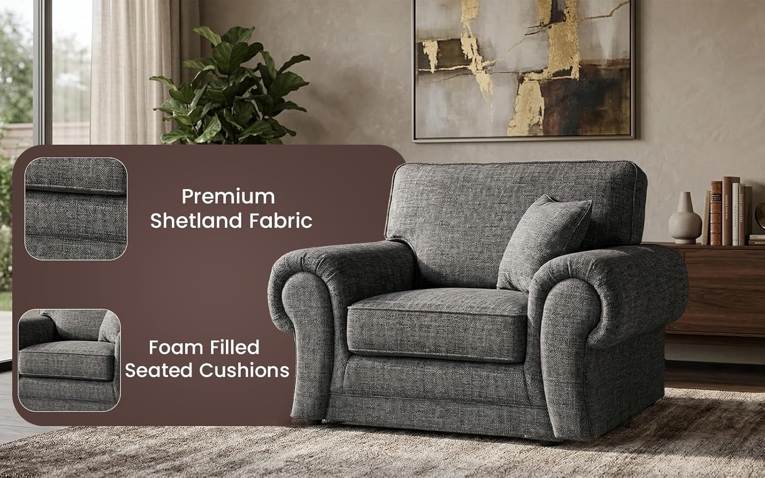 Wilcot Shetland 5 seater 2c2 corner sofa (Grey)