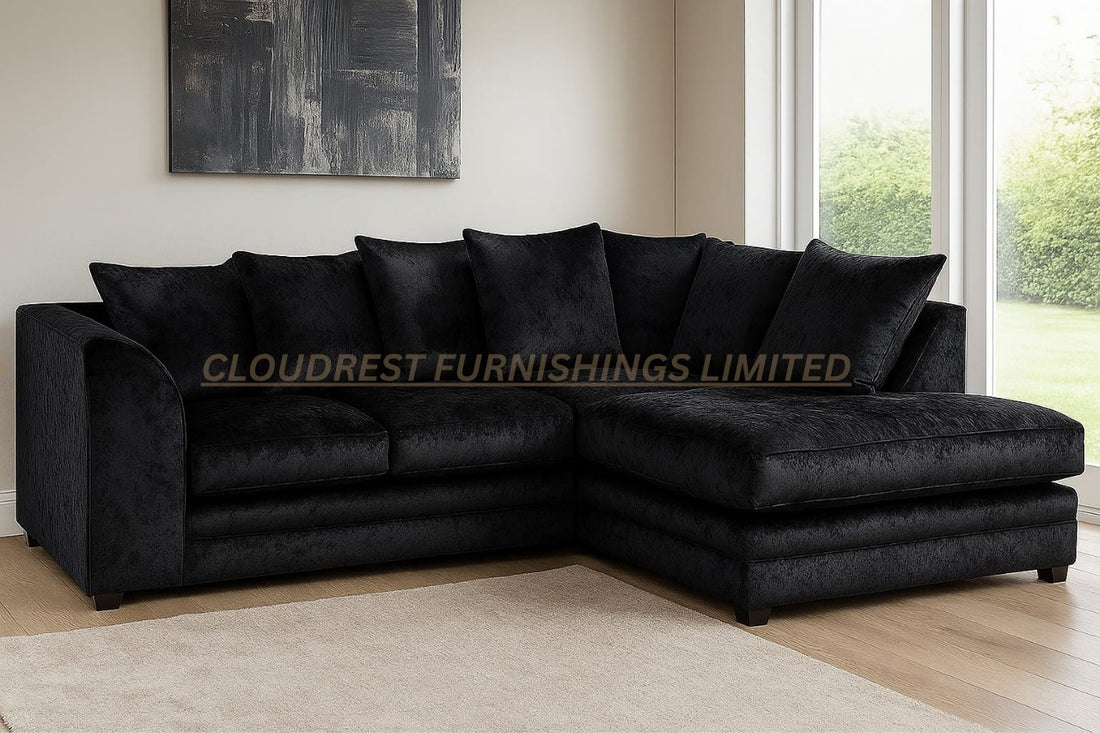 Dylan Crushed Velvet Sofa Brand New Silver + Black 3+2 Seater | Stylish Living Room Furniture