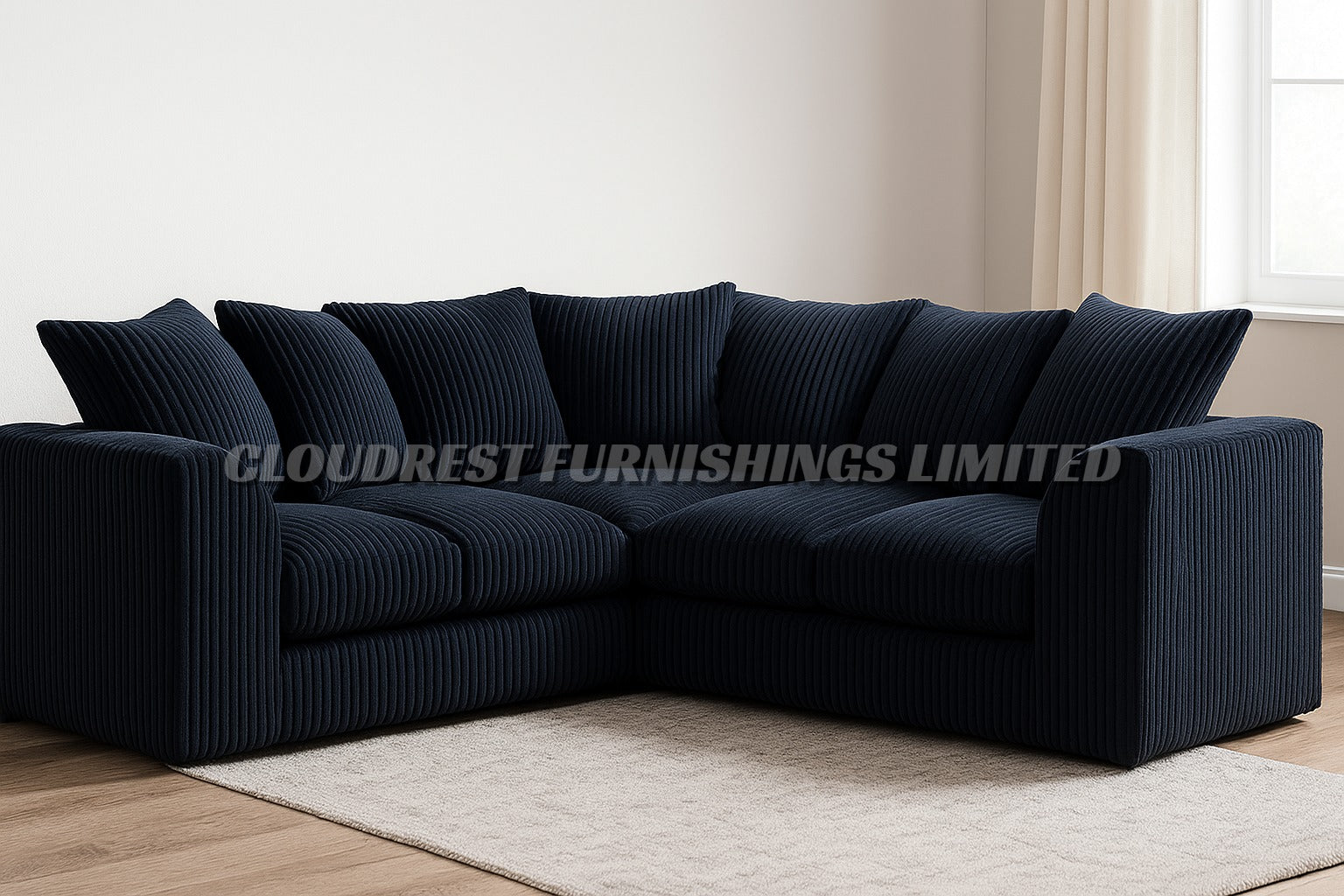 Dylan Jumbo Cord Brand New Grey, Black, Beige, Cream, Blue Corner Sofa | Stylish Living Room Furniture