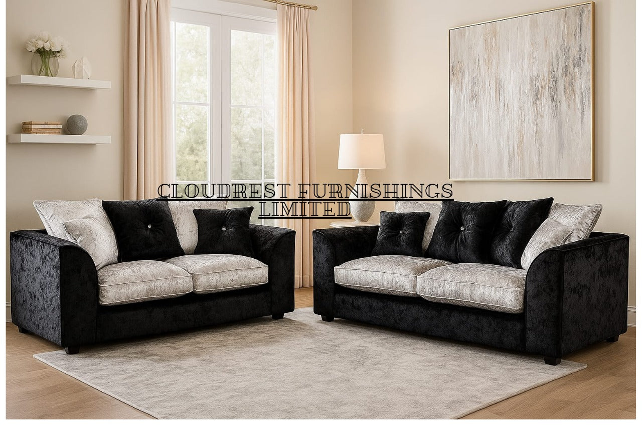 Bella Crushed Velvet Sofa Brand New 3+2 Seater | Luxury Living Room Furniture