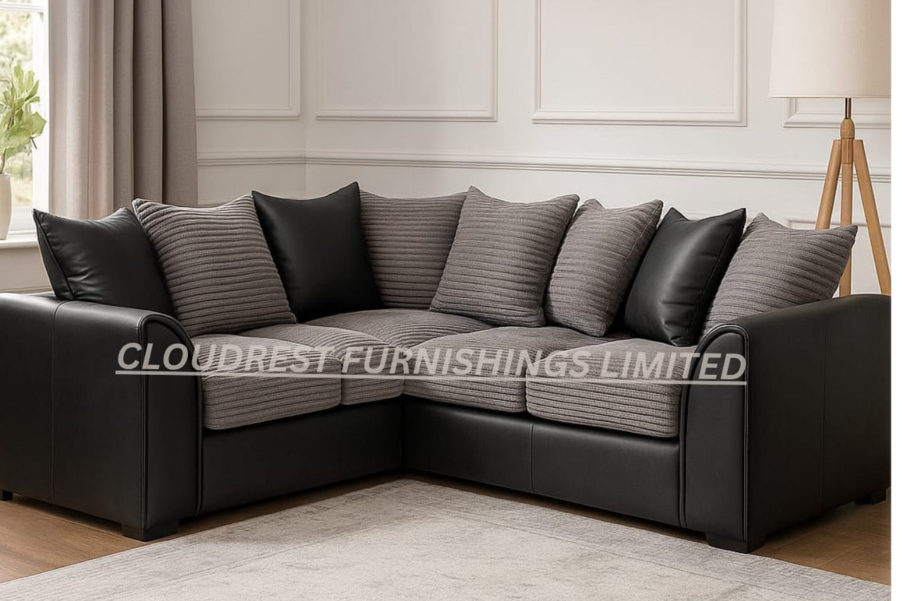 Byron Sofa Brand New Black and Grey 3+2 Seater | Modern Living Room Furniture