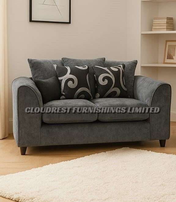 Dylan Chenille Sofa Brand New Black and Grey 3+2 Seater | Stylish Living Room Furniture
