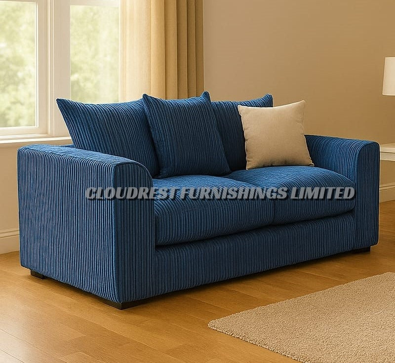 Dylan Jumbo Cord Sofa Brand New Grey, Black, Beige, Cream, Blue 3+2 Seater | Stylish Living Room Furniture