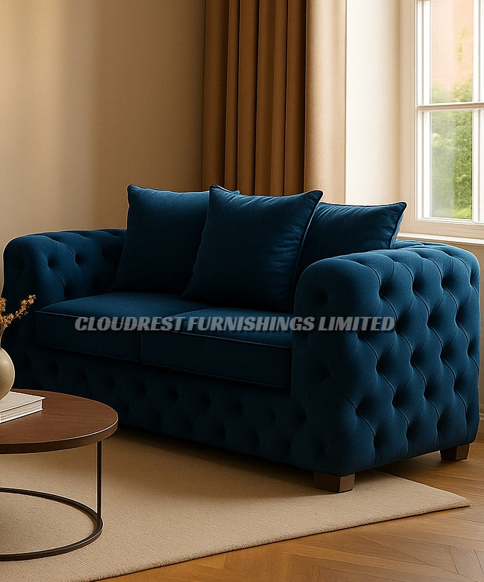 Ashton Chesterfield Sofa Brand New Black, Grey, Cream, Blue, Beige 3+2| Stylish Living Room Furniture