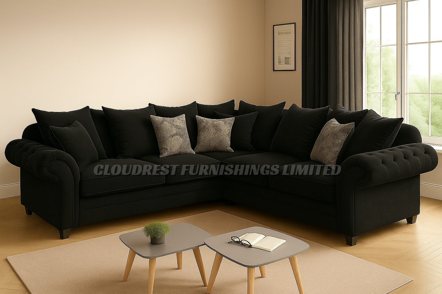 Nicole Sofa Brand New Black, Grey, Cream, Silver Corner | Stylish Living Room Furniture