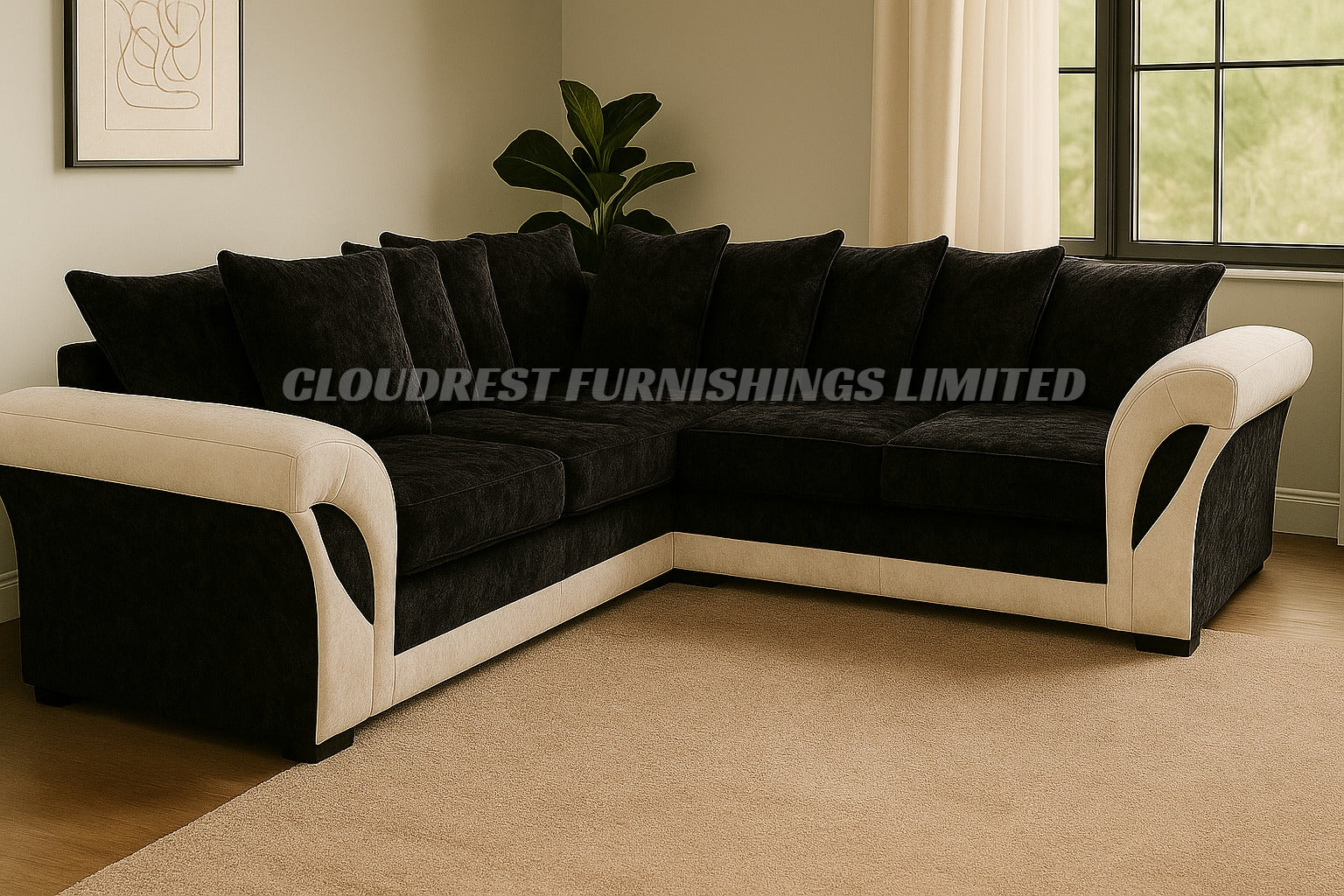 Shannon Crushed Velvet Sofa Brand New Black and White Corner & 3+2 Seater | Stylish Living Room Furniture