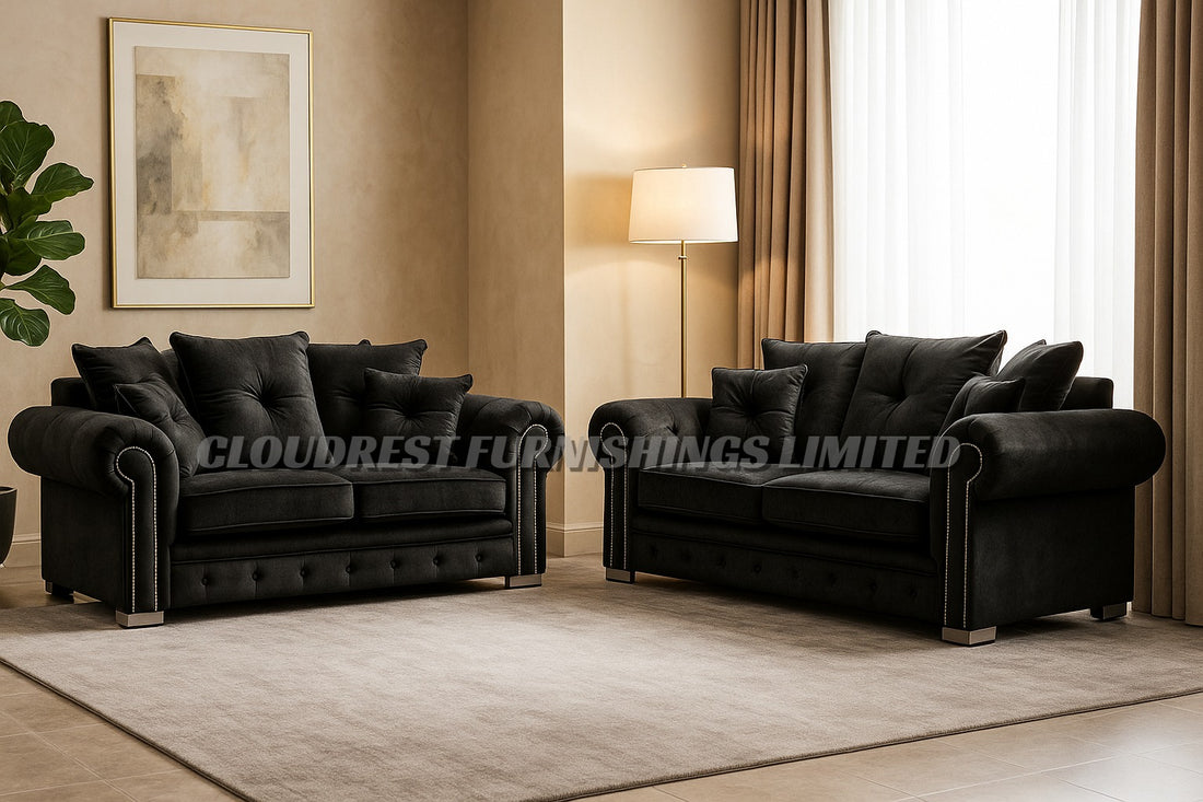 Olympia Sofa Brand New Black, Grey, Silver, Navy Blue Corner & 3+2 Seater Options | Stylish Living Room Furniture