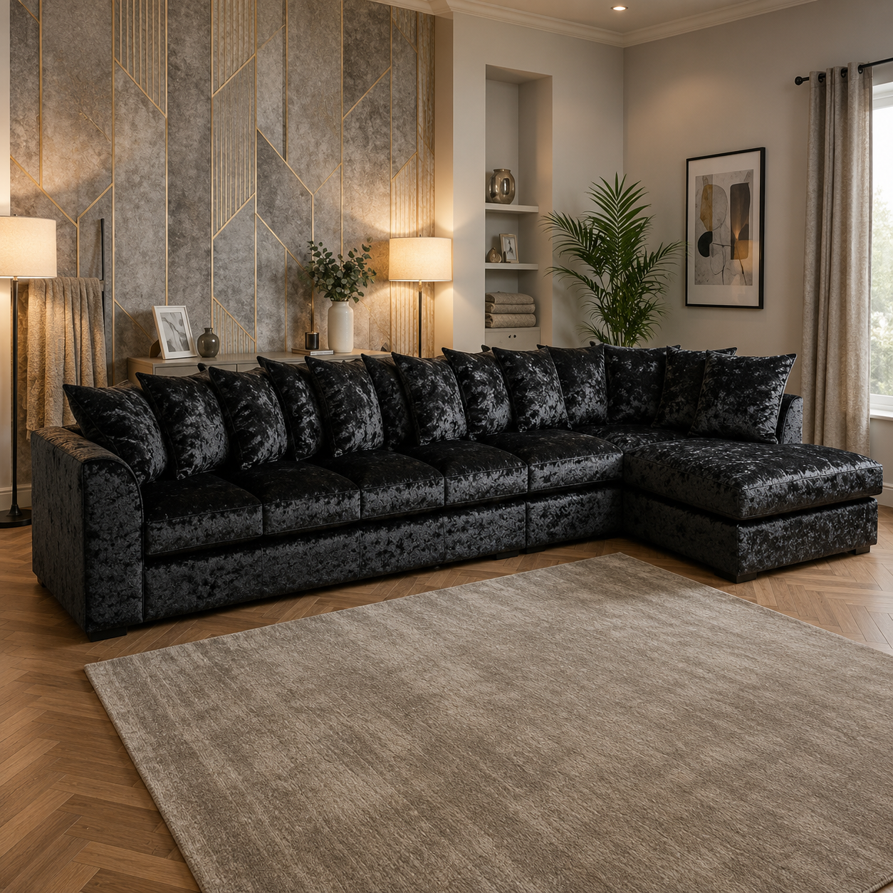 Dylan Crushed Velvet 7 Seater Left/Right Hand  Corner Sofa