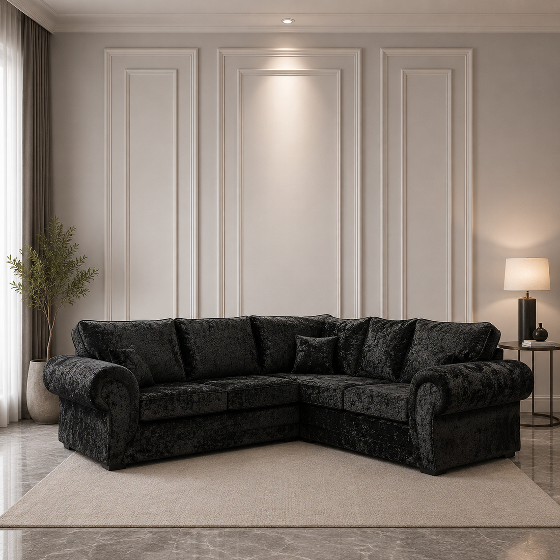 Crushed Velvet Corner Sofa UK | Tango 2C2 L Shape