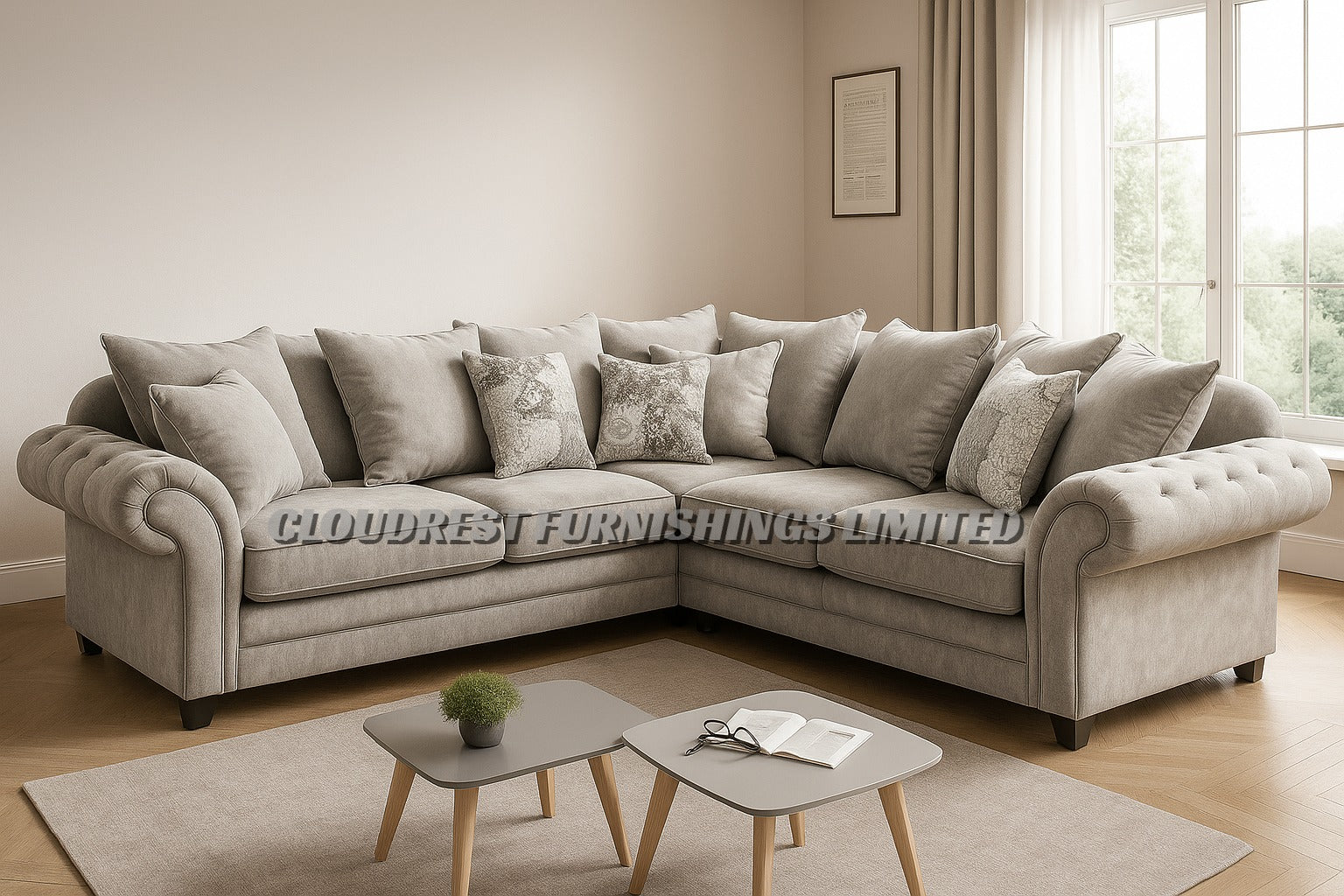 Nicole Sofa Brand New Black, Grey, Cream, Silver Corner | Stylish Living Room Furniture