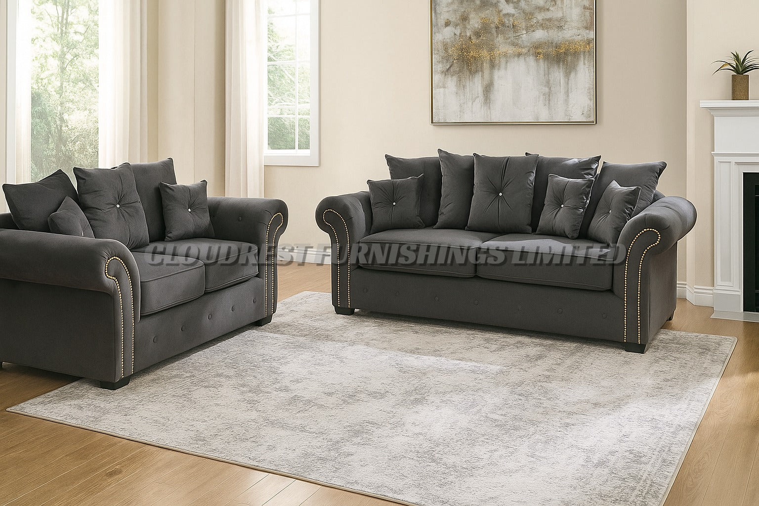 Olympia Sofa Brand New Black, Grey, Silver, Navy Blue Corner & 3+2 Seater Options | Stylish Living Room Furniture