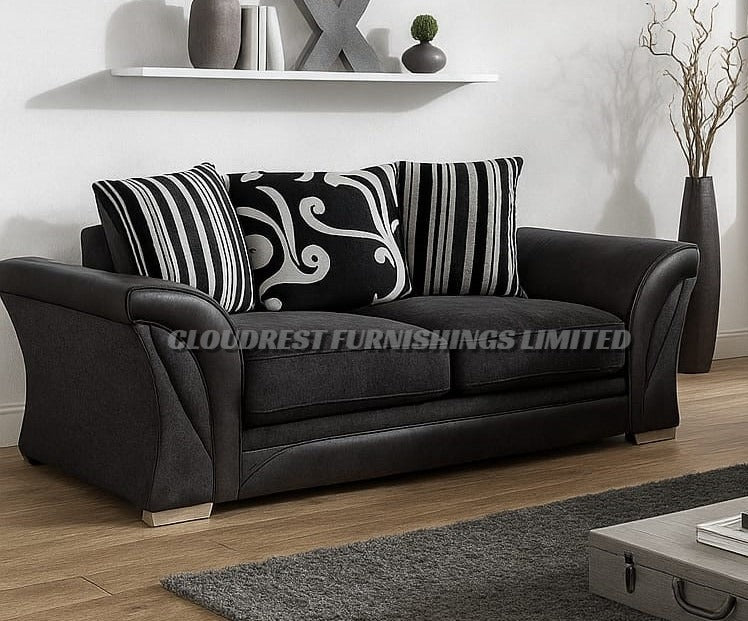 Shannon Chenille Sofa Brand New Black and Grey + Beige and Brown Corner & 3+2 Seater | Stylish Living Room Furniture