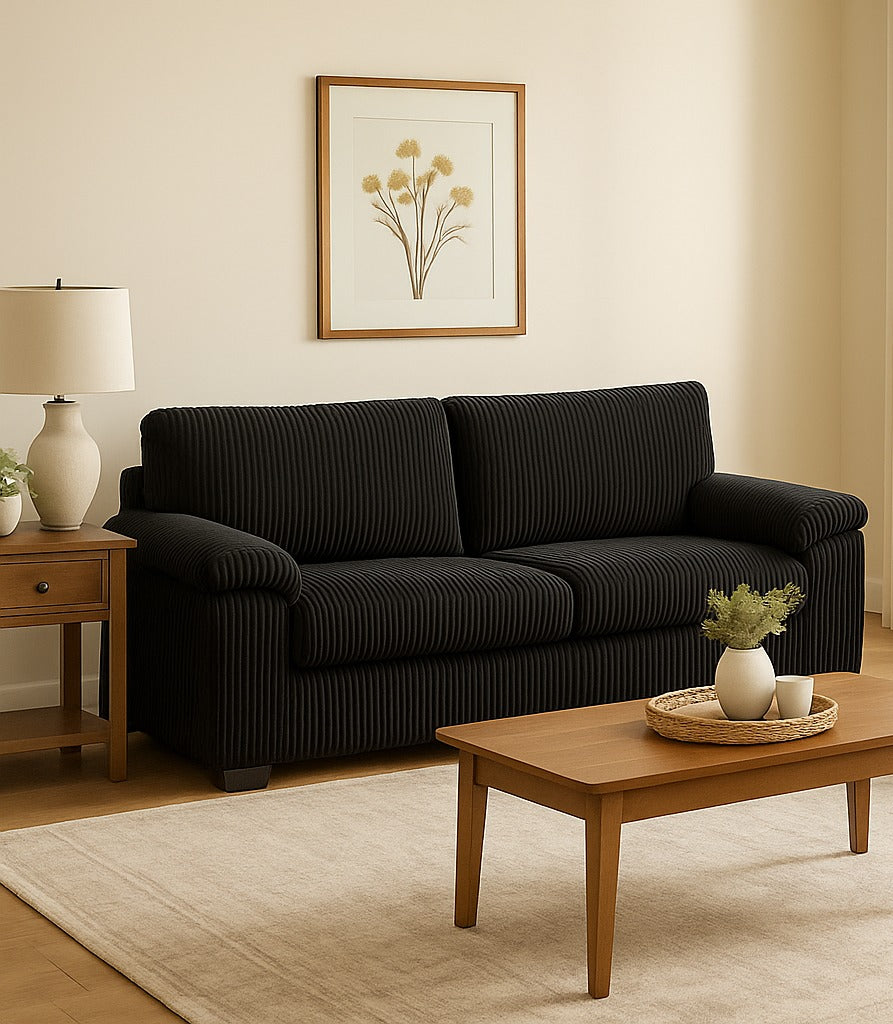 Riva Cord Sofa Brand New Black, Grey, Cream, Beige, Brown 3+2 Seater | Stylish Living Room Furniture