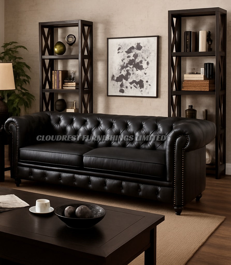 Chesterfield Leather Sofa Brand New Black, Brown Corner Or 3+2 Stylish Living Room Furniture