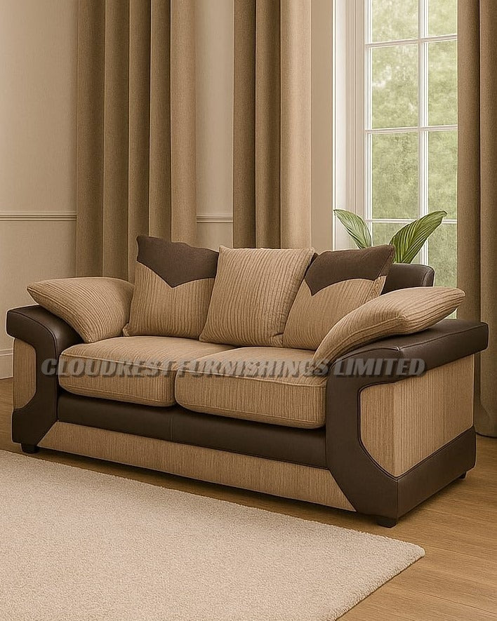 Dino Sofa Brand New Black and Grey + Beige and Brown 3+2 Seater | Stylish Living Room Furniture