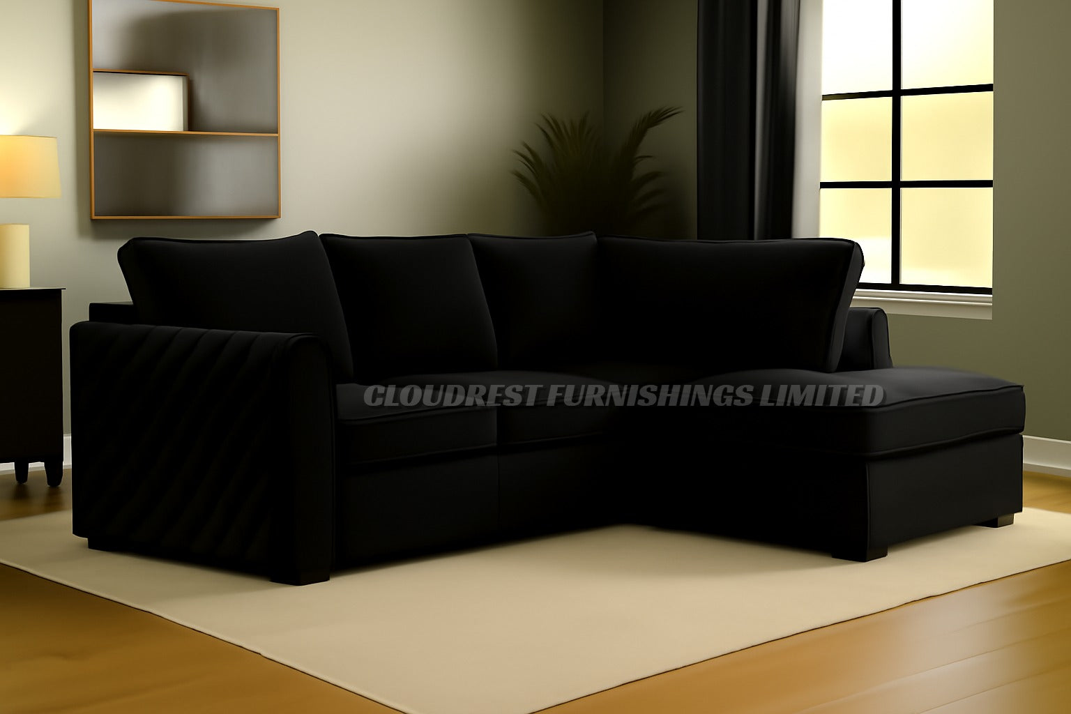 Vortex Plush Velvet Corner Sofa Brand New Grey, Black, Beige, Cream, Blue, Mustard Stylish Living Room Furniture