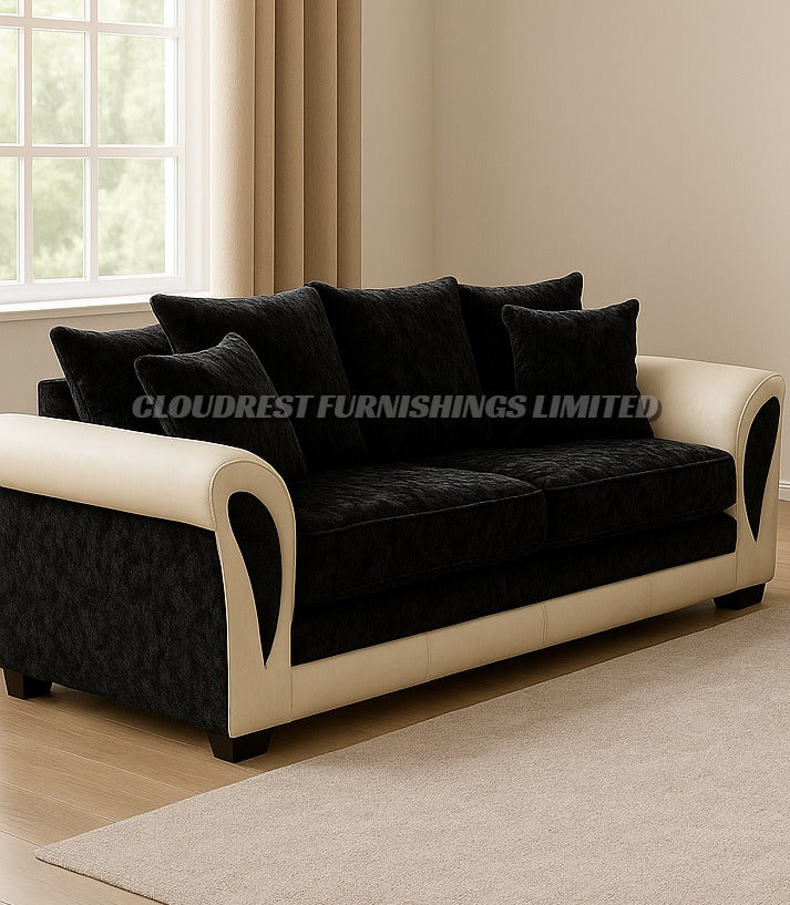 Shannon Crushed Velvet Sofa Brand New Black and White Corner & 3+2 Seater | Stylish Living Room Furniture