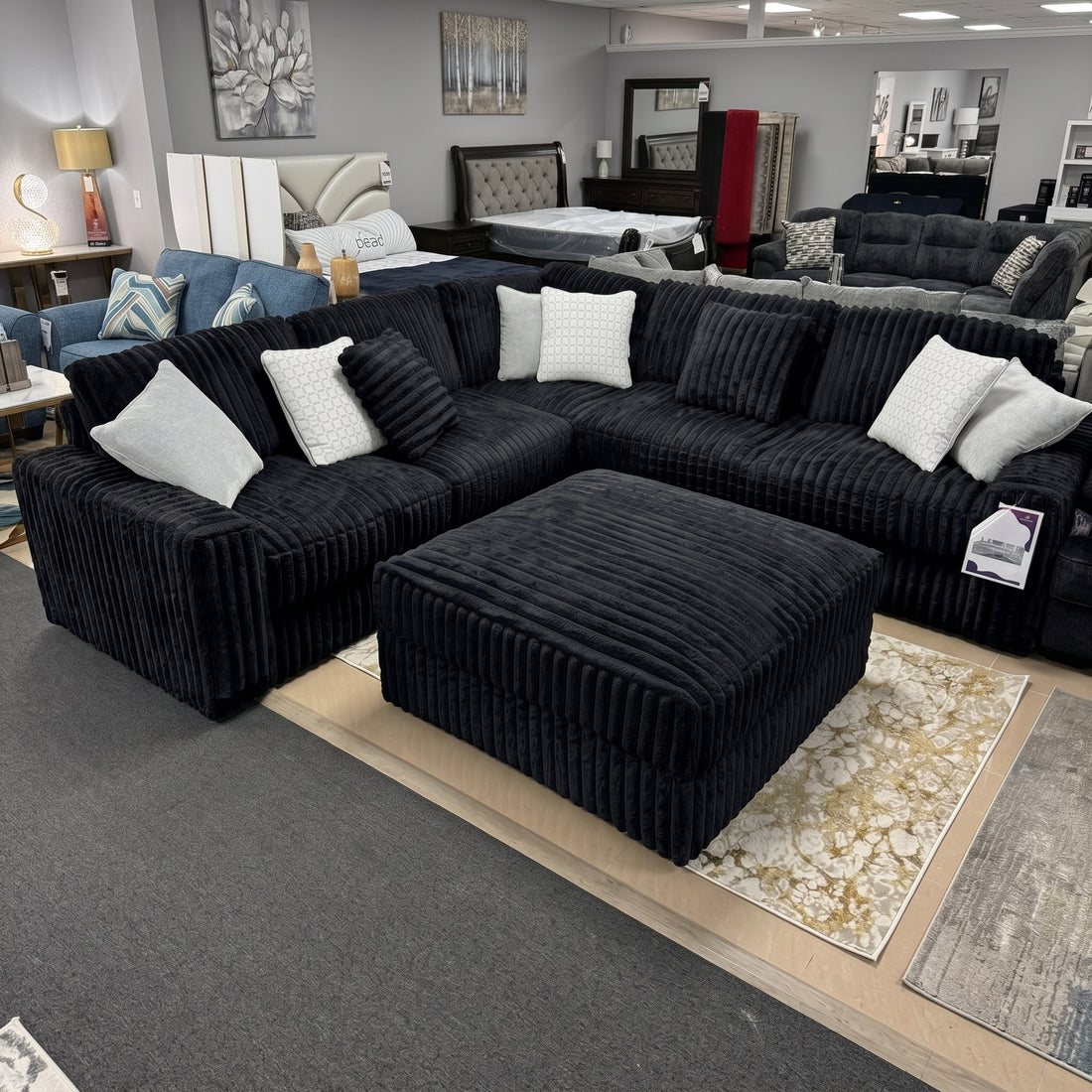 Straight Arm 2c2 Thick Cord 5 Seater Sofa