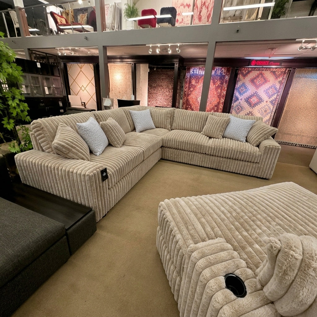 Straight Arm 2c2 Thick Cord 5 Seater Sofa