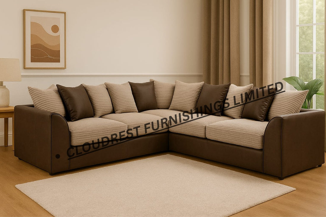 Byron Corner Sofa Brand New Mink and Brown | Stylish Living Room Furniture